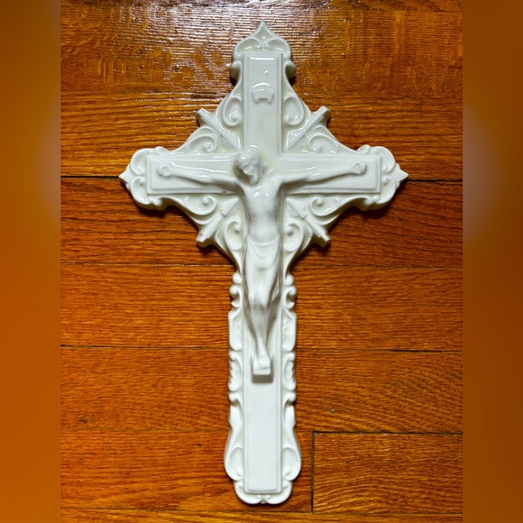 Vintage Glazed Ceramic Cross - Picture 1 of 5